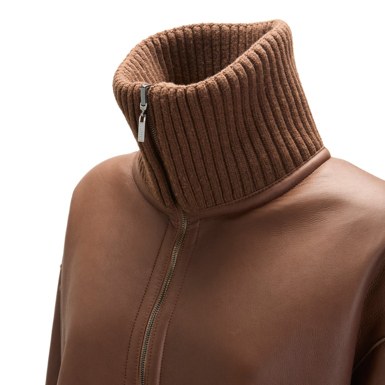 Manteau femme en peau de mouton réversible marron
