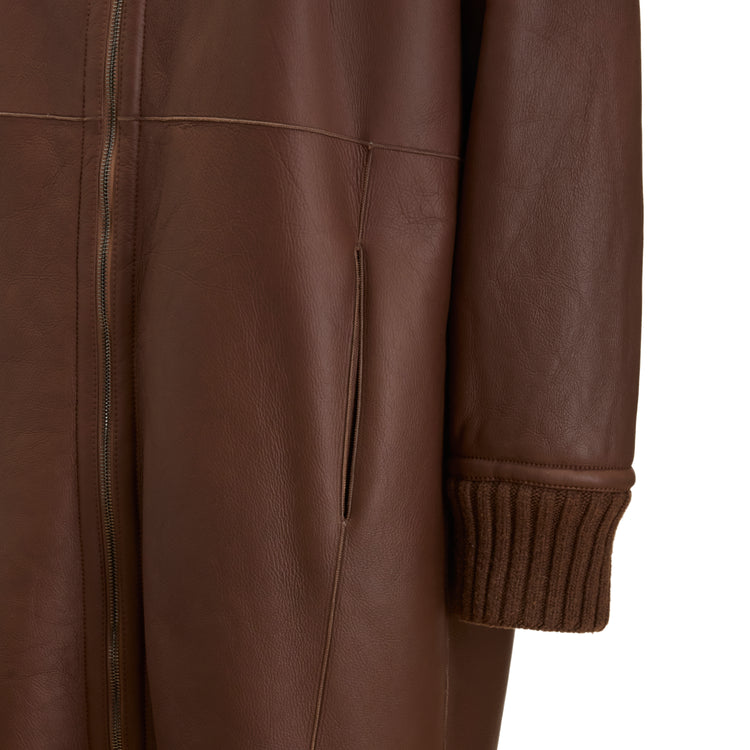 Manteau femme en peau de mouton réversible marron