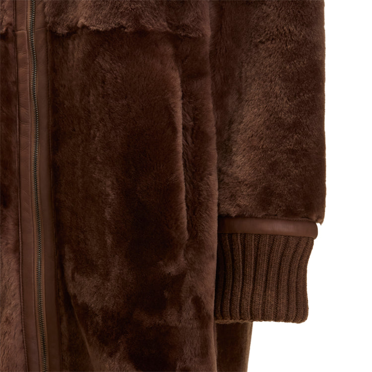 Manteau femme en peau de mouton réversible marron