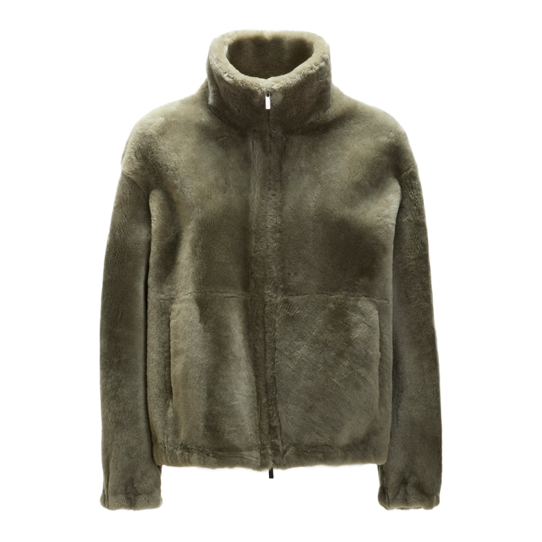 Jacke für Damen aus Shearling in Eukalyptogrün
