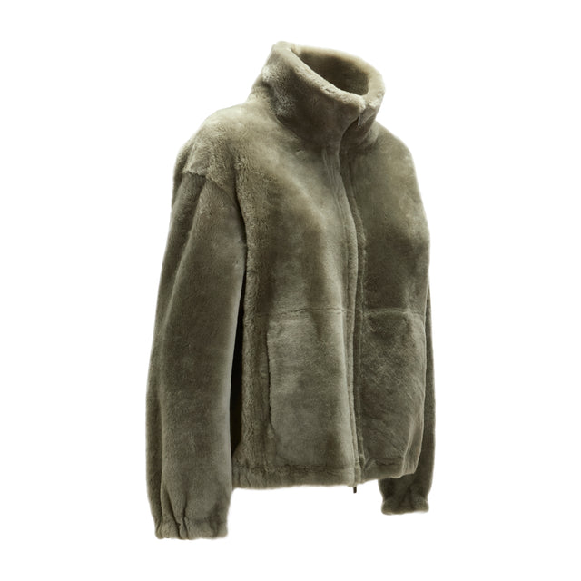 Eucalyptus green women's shearling jacket