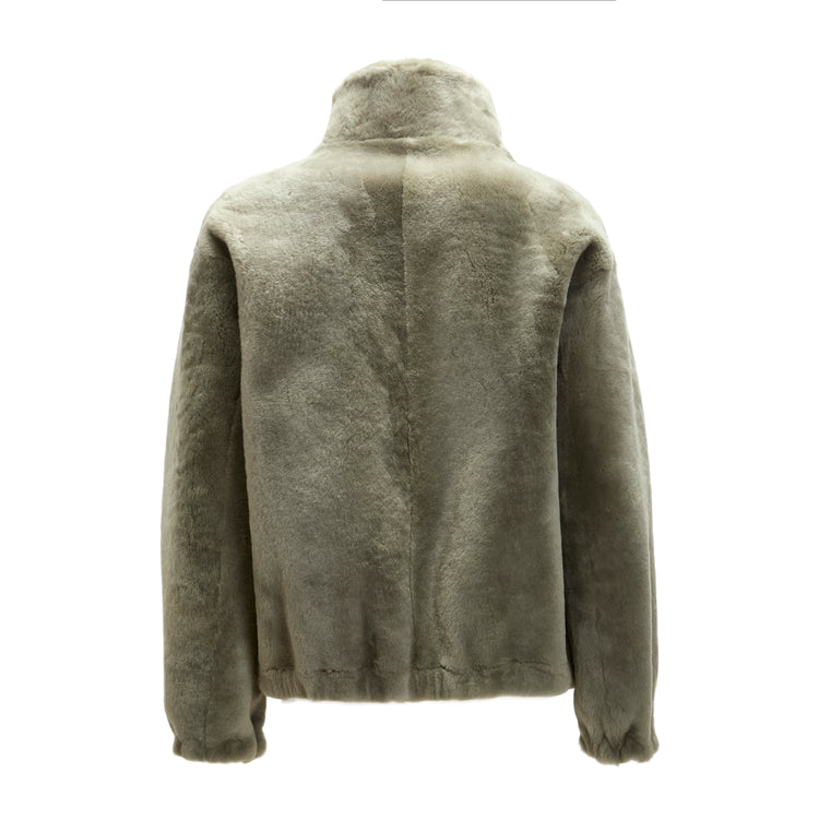 Jacke für Damen aus Shearling in Eukalyptogrün