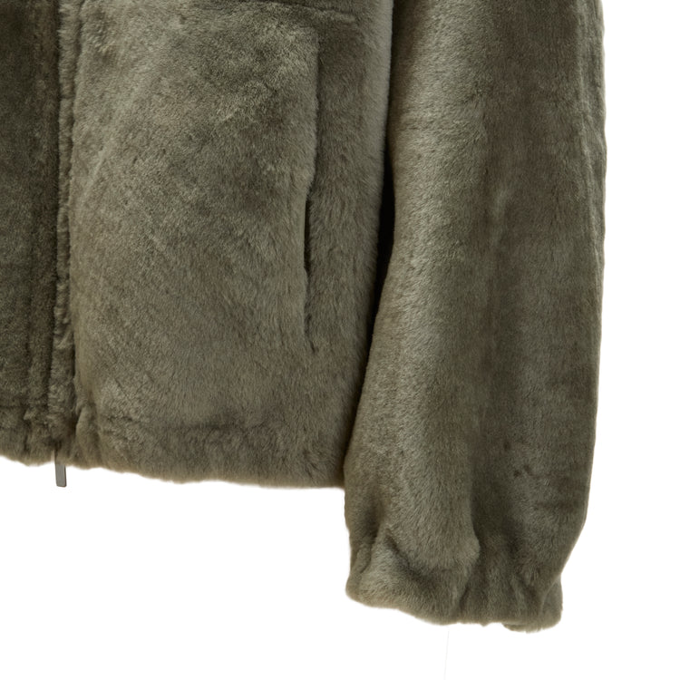 Jacke für Damen aus Shearling in Eukalyptogrün