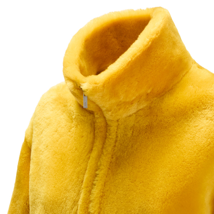 Lemon yellow women's shearling jacket