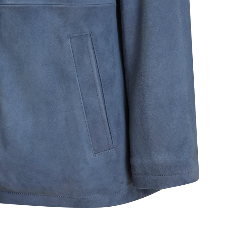 Women's denim-blue suede caban coat