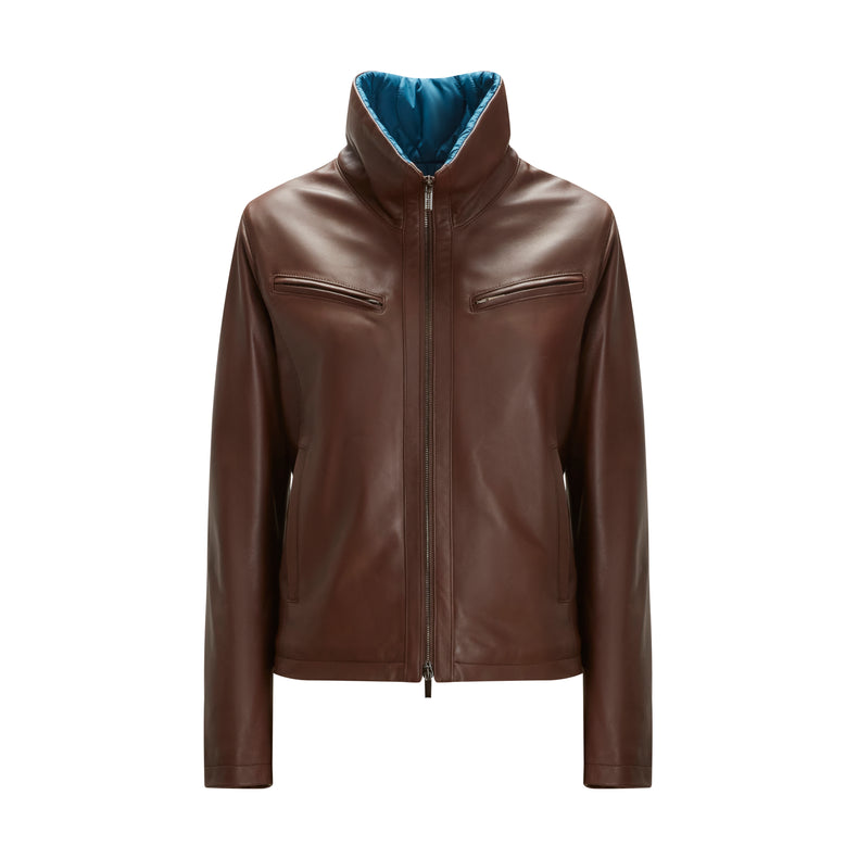 Giubbino da donna in pelle marrone