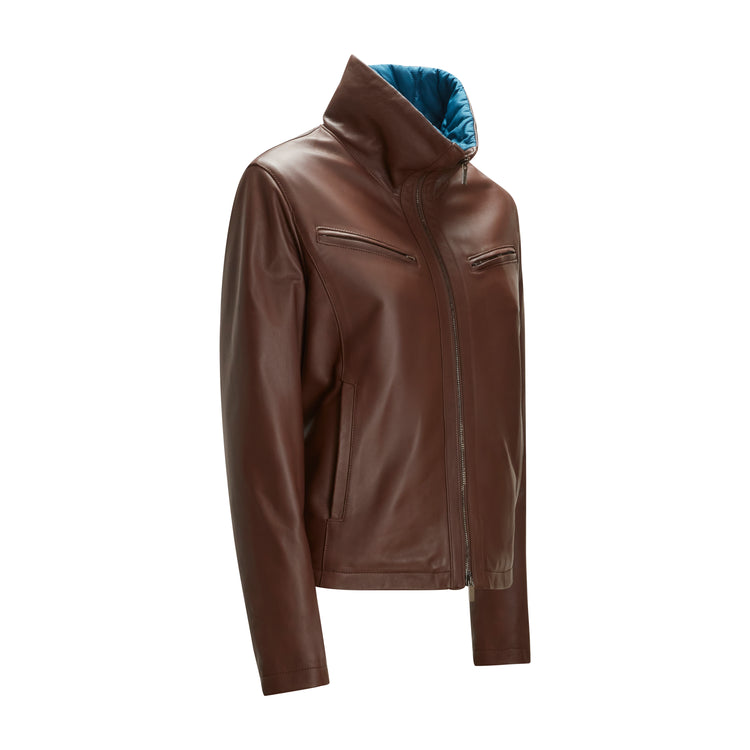Giubbino da donna in pelle marrone