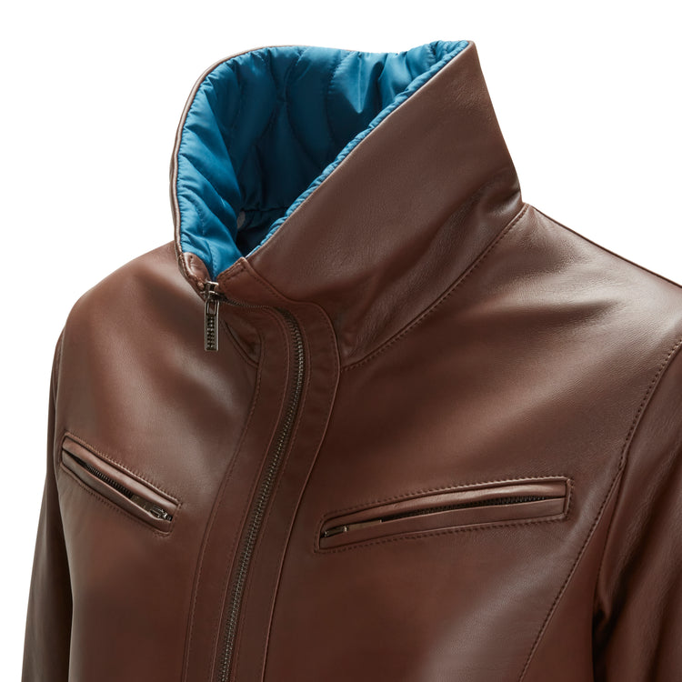 Giubbino da donna in pelle marrone
