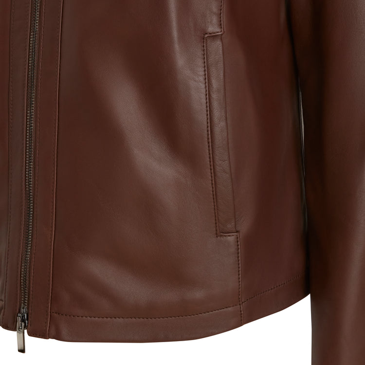 Giubbino da donna in pelle marrone