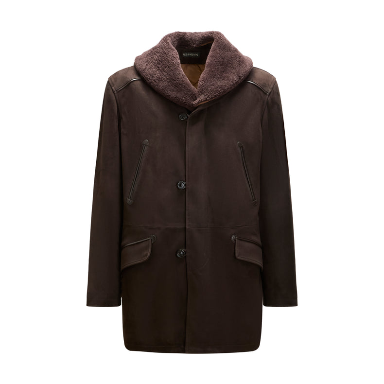 Men's brown suede leather coat
