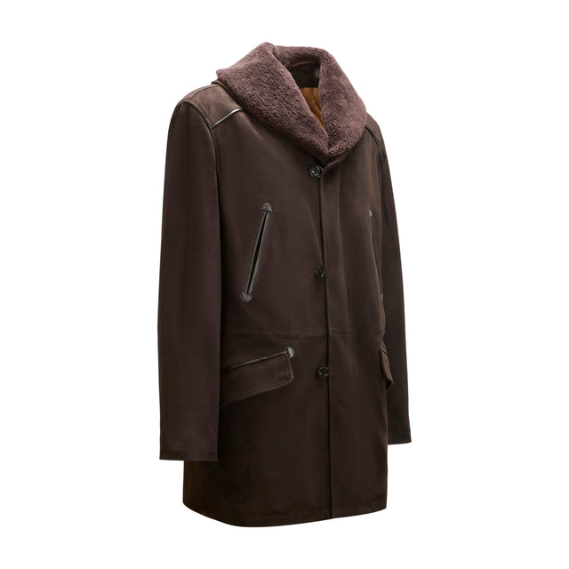 Men's brown suede leather coat