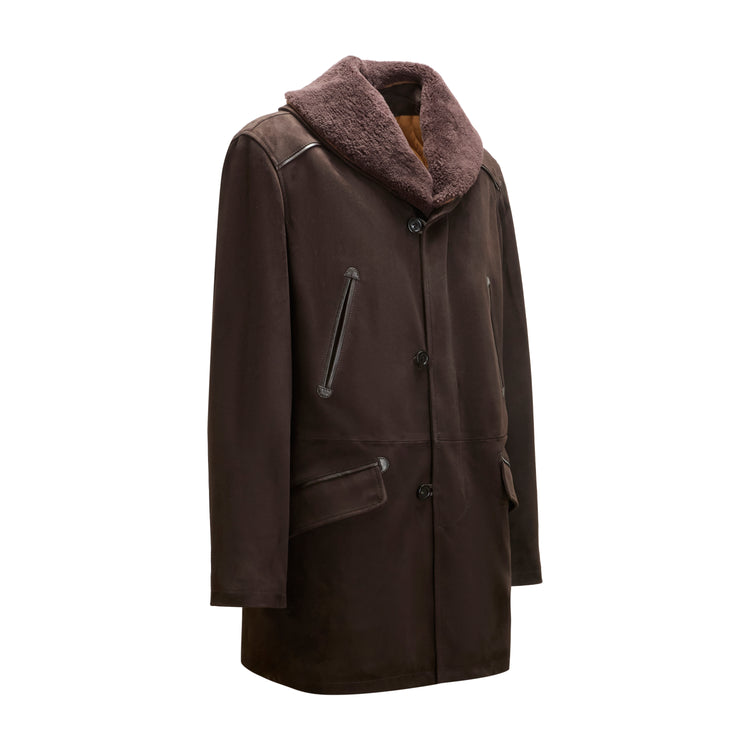 Men's brown suede leather coat