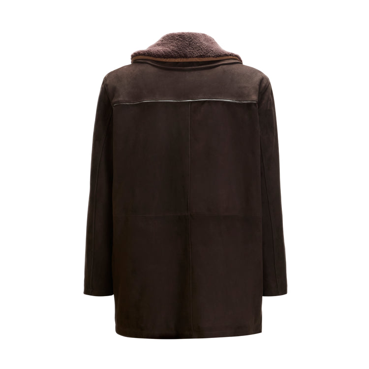 Men's brown suede leather coat