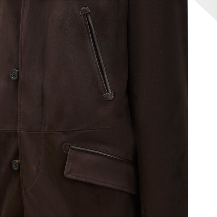 Men's brown suede leather coat