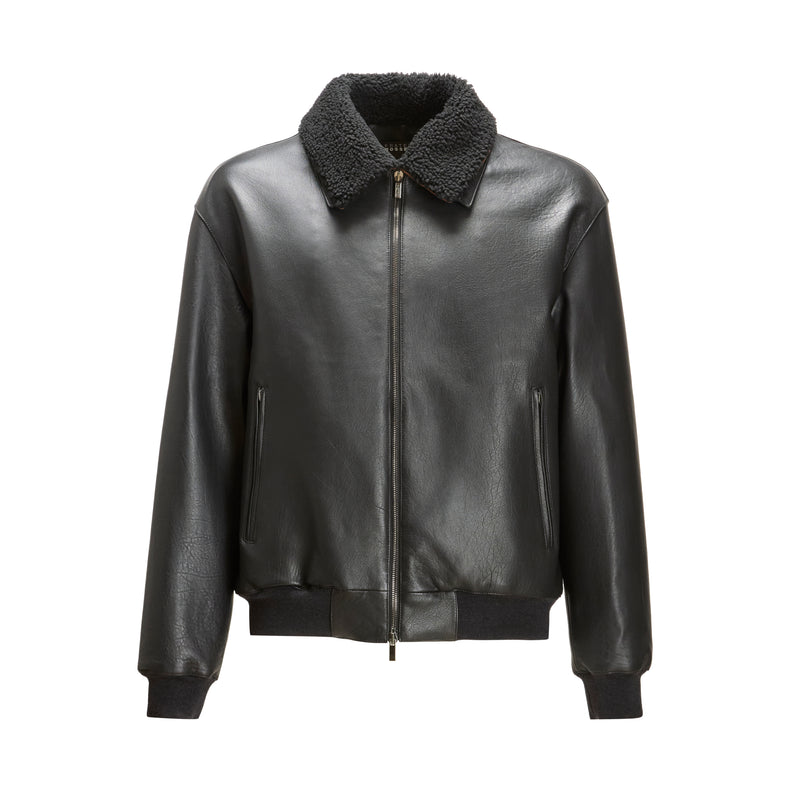 Men's black leather jacket