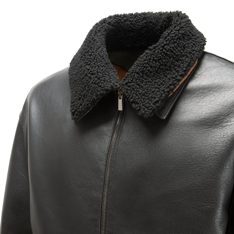 Men's black leather jacket