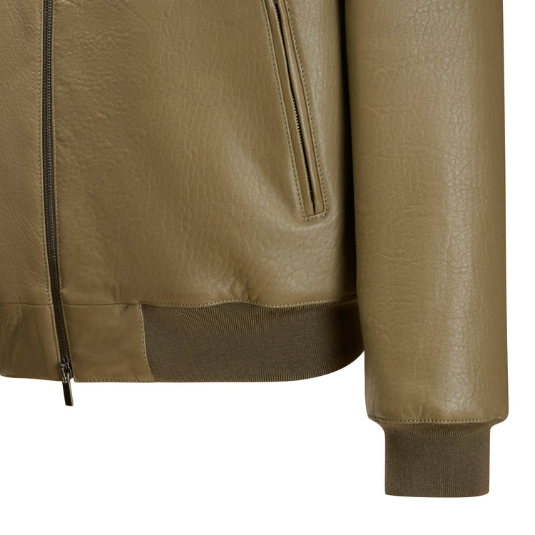 Men's forest green leather jacket