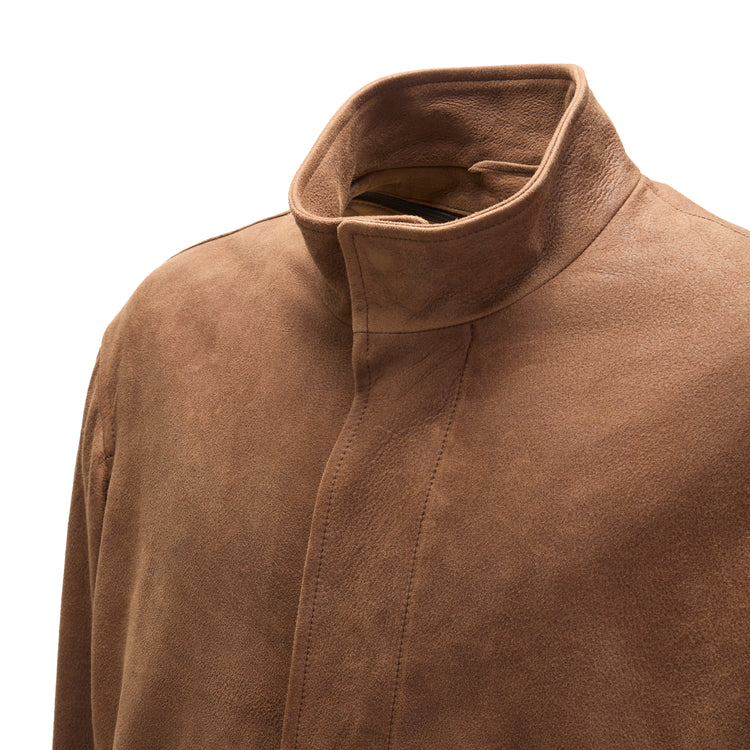 Cappotto uomo in pelle scamosciata marrone