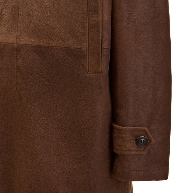Cappotto uomo in pelle scamosciata marrone