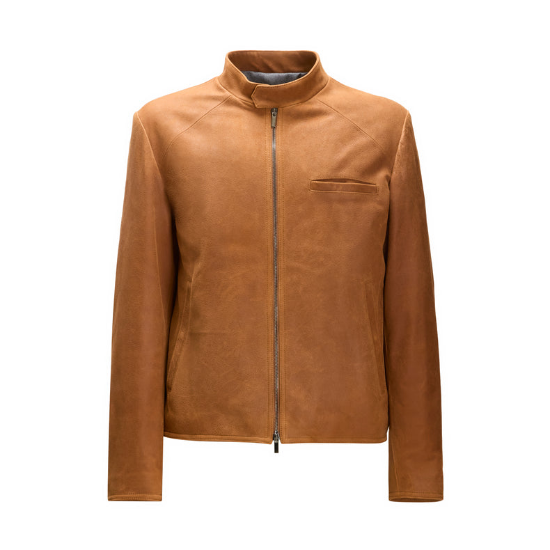 Men's tan suede leather jacket