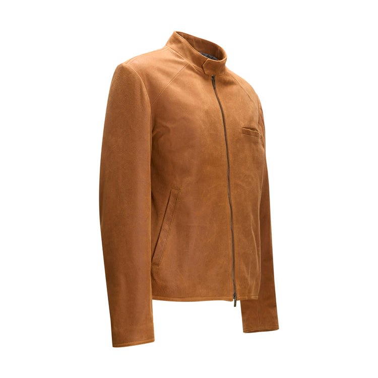 Men's tan suede leather jacket
