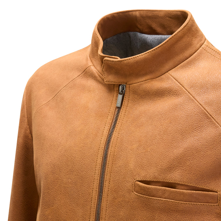 Men's tan suede leather jacket