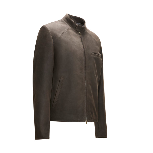 Chaqueta gris antracita de ante para hombre