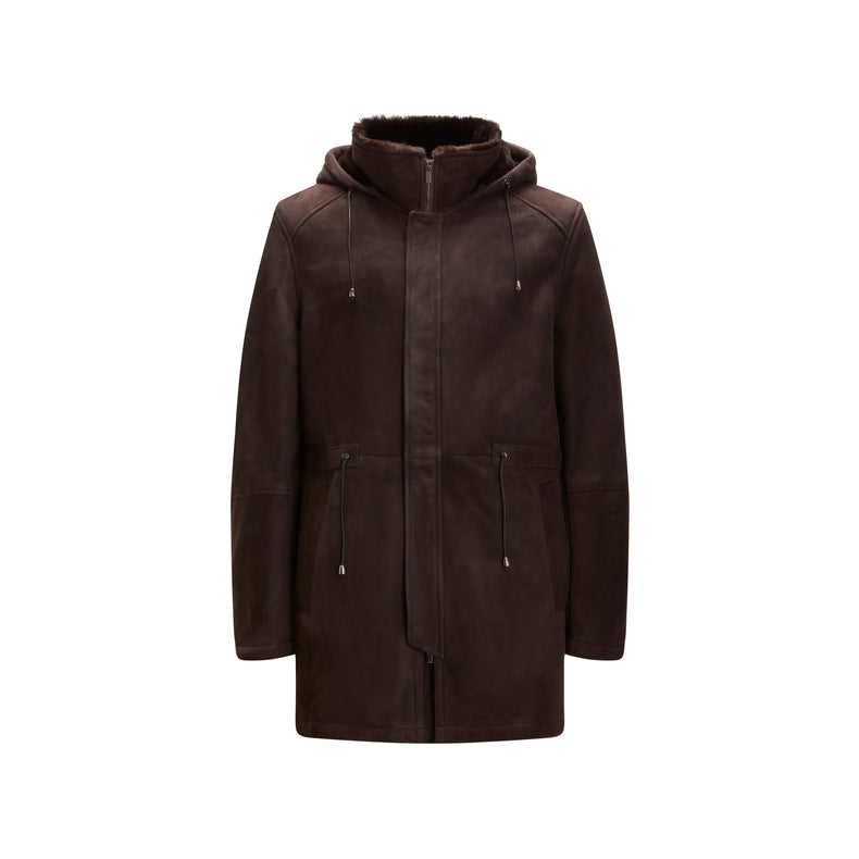 Mantel für Herren aus Shearling Braun