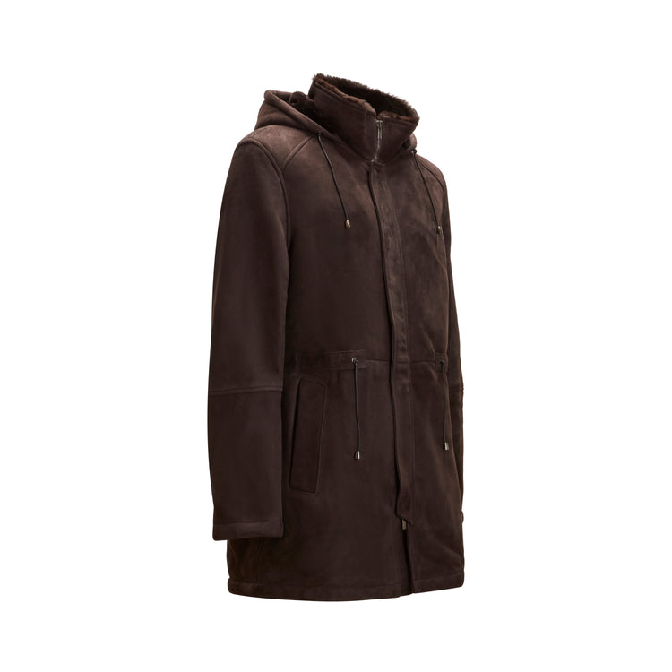 Mantel für Herren aus Shearling Braun