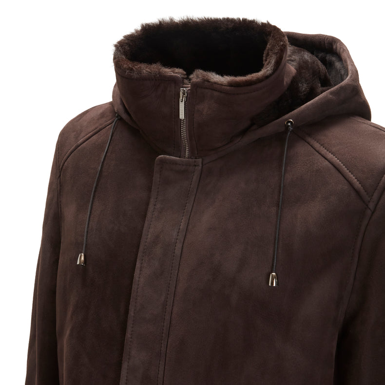 Cappotto da uomo in shearling marrone