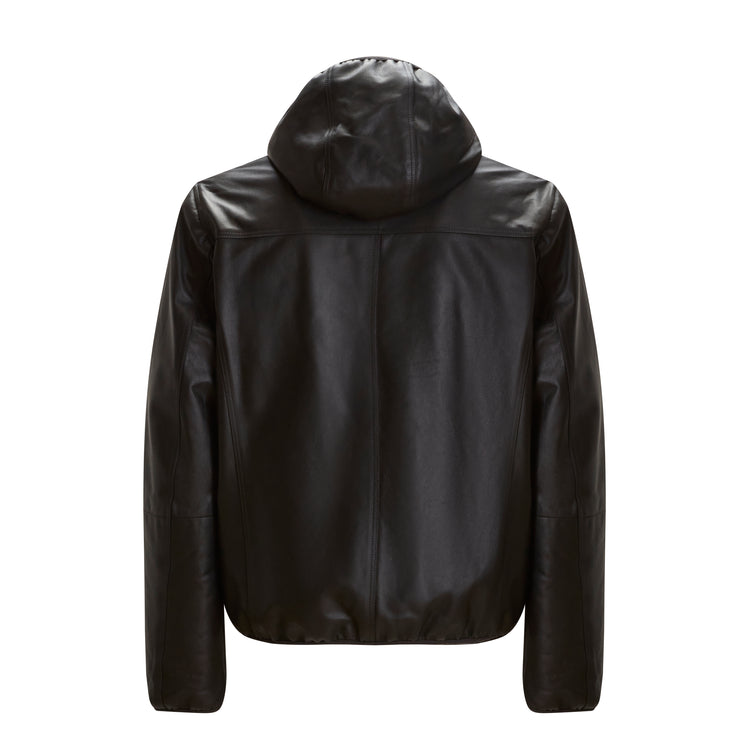 Giubbino nero reversibile in pelle da uomo
