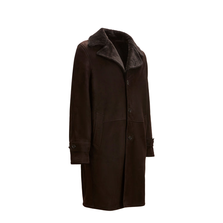 Mantel für Herren aus Shearling Braun