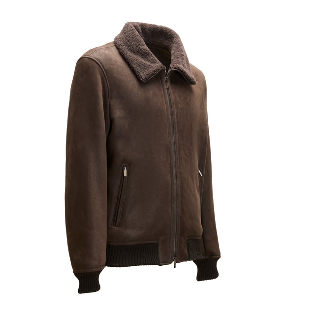 Giubbino da uomo in shearling cuoio