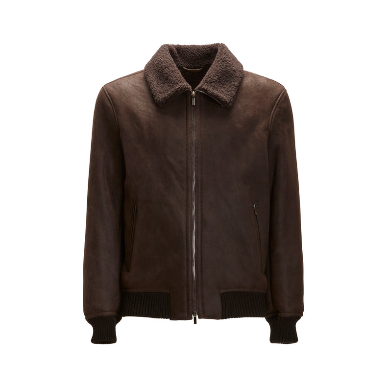 Giubbino da uomo in shearling grigio antracite