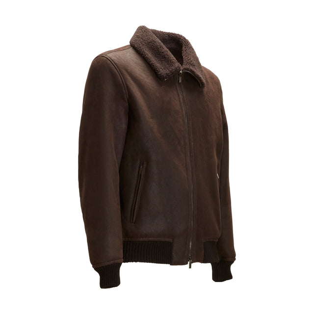 Giubbino da uomo in shearling grigio antracite