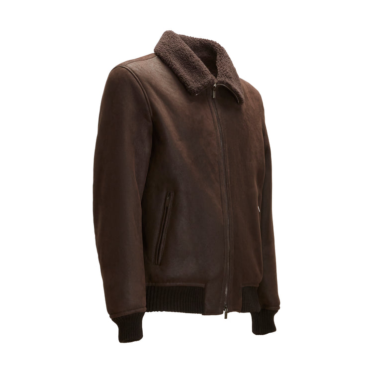 Giubbino da uomo in shearling grigio antracite