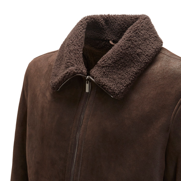Giubbino da uomo in shearling grigio antracite