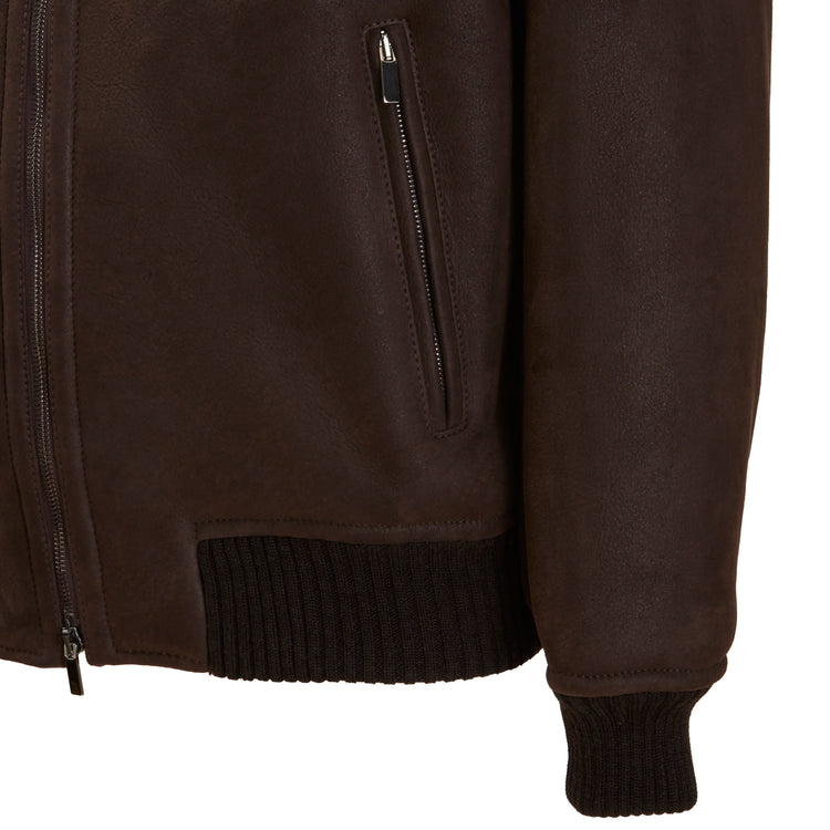Giubbino da uomo in shearling grigio antracite