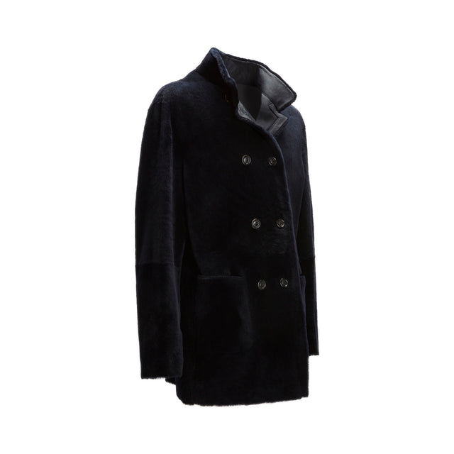 Cappotto da uomo reversibile in shearling blu