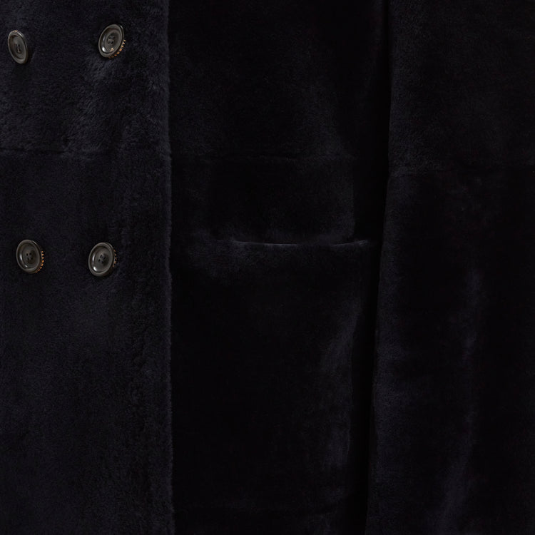 Cappotto da uomo reversibile in shearling blu